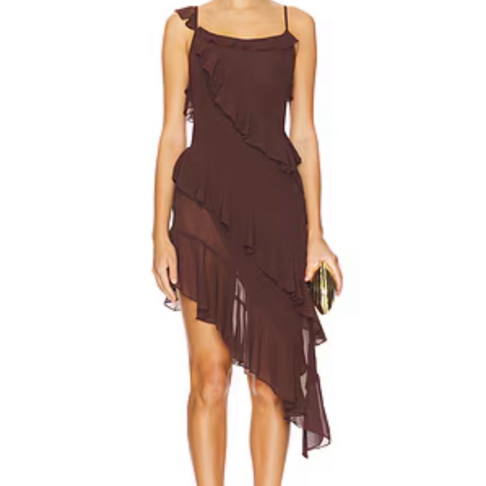 Xia Midi Dress in Brown by More to Come, Size XS